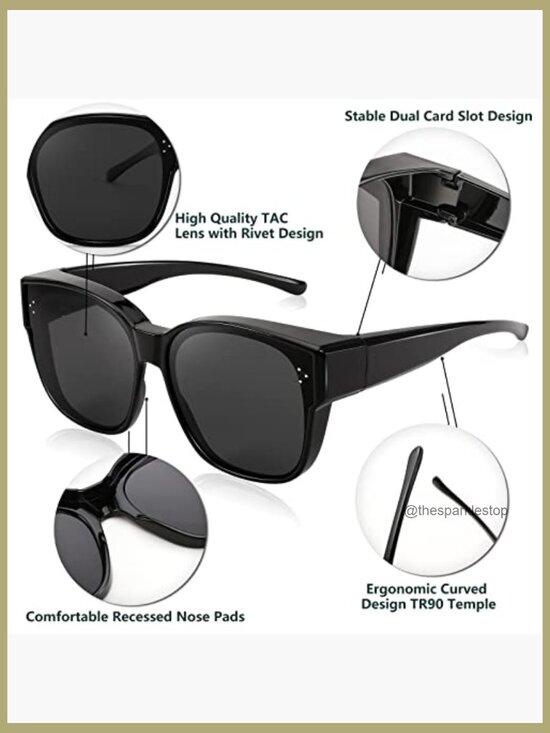 Oversized Polarized Fit Over Sunglasses Square Cat Eye Trendy main image 4